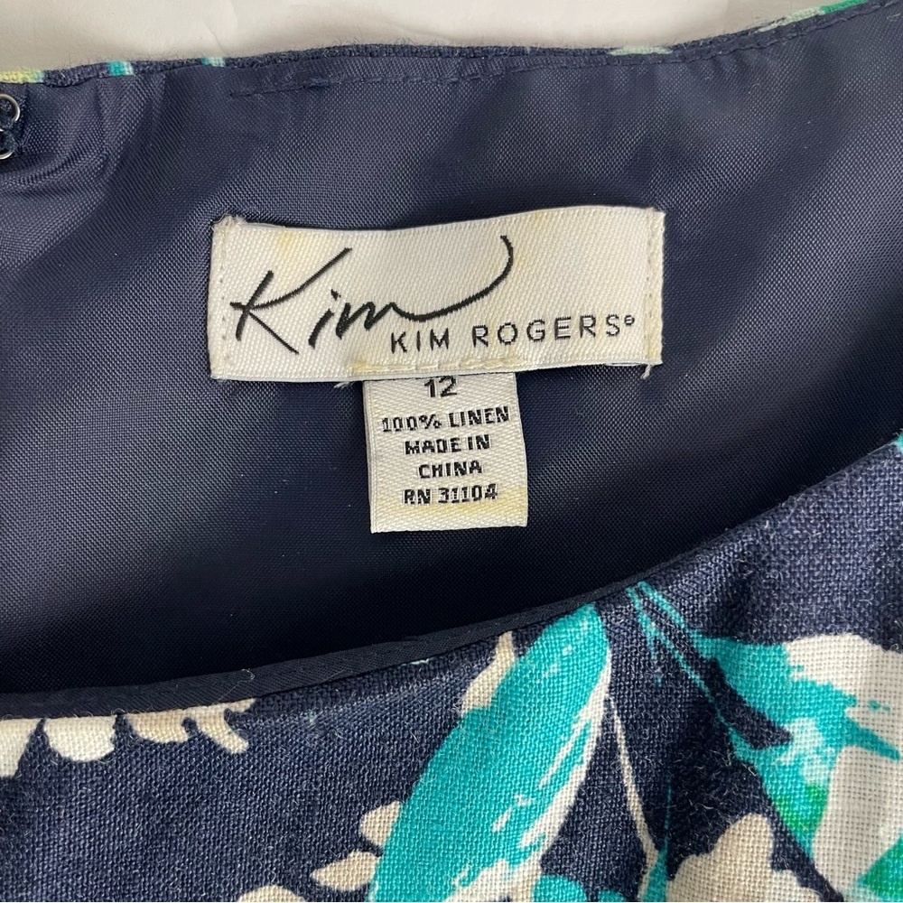 Kim Rogers Sleeveless Floral Linen Dress Size 12 - Picture 6 of 10